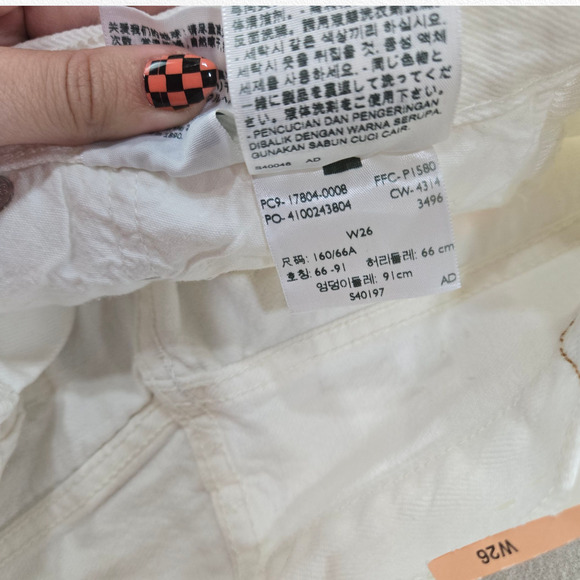 Levi’s 501 CT White Mid Rise Button Fly Tapered Leg Jeans Size 26 NWT 2015 Era - Picture 6 of 10